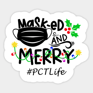 Masked And Merry Patient Care Technician Christmas Sticker